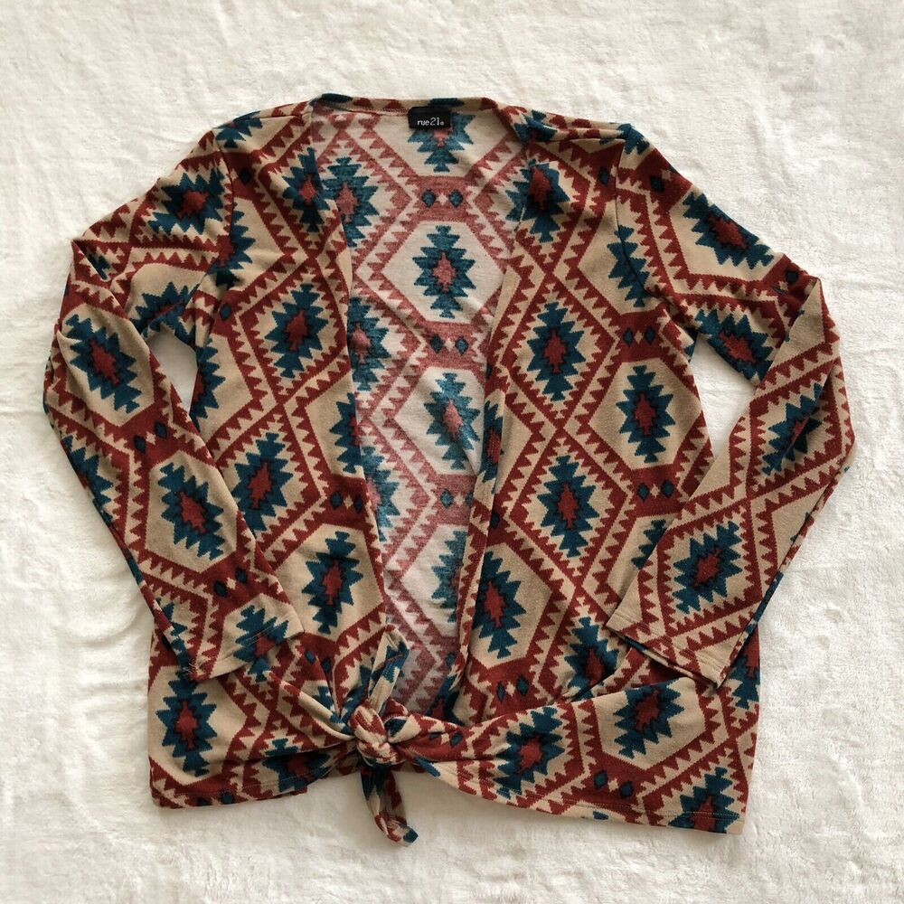 Rue 21 Women’s Size‎ Large Geometric Multicolor Wrap Cardigan